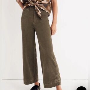 -Madewell Emmett Wide-Leg Crop Pants Velvet/Velveteen Kale Women Size W/29 L/26